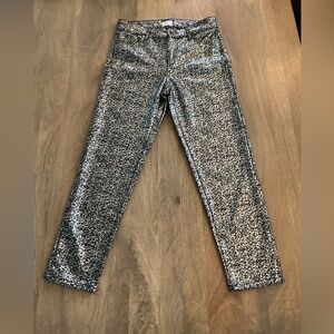Shiny silver straight leg pants